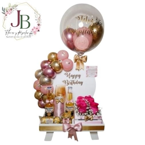 DESAYUNOS.JBFLORESYREGALOS (6) DESAYUNO BALLONS CON TOQUE FLORAL""