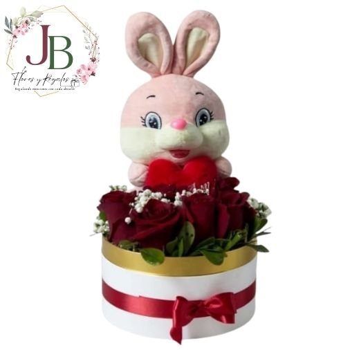 BOX 7 ROSAS ROJAS Y PELUCHE DE 20CM