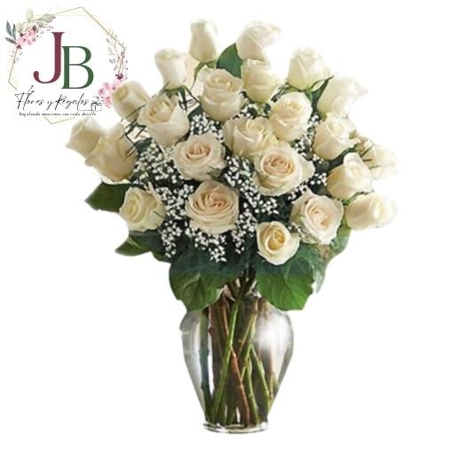 FLORERO DE 24 ROSAS BLANCAS"