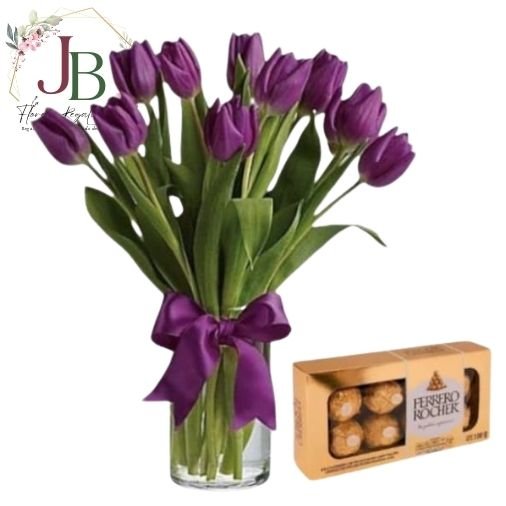 FLORERO DE 10 TULIPANES Y BOMBONES"