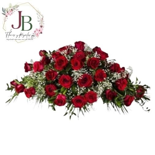 COJÍN FÚNEBRE 24 ROSAS ROJAS"