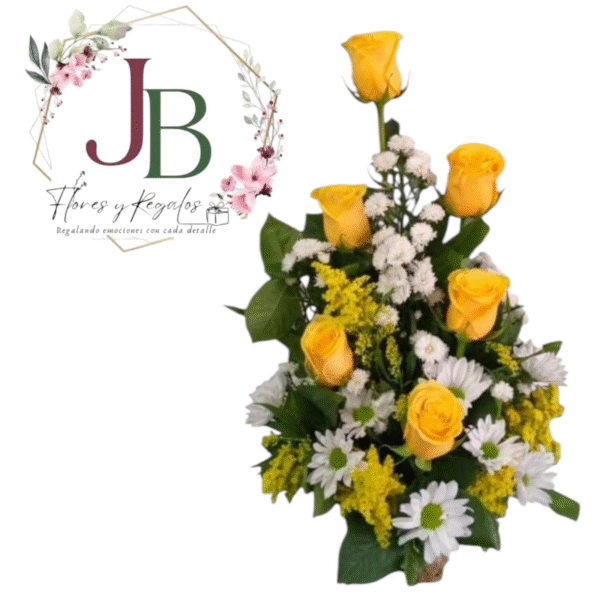 Hermoso arreglo de 6 rosas amarillas