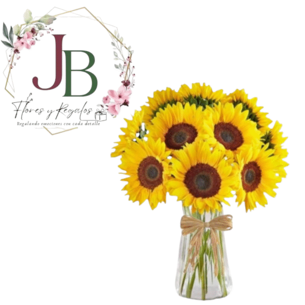 Hermoso Florero de 10 girasoles