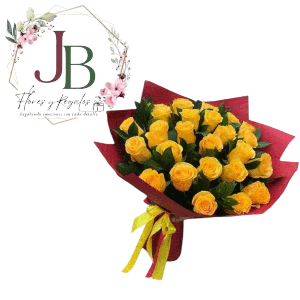 HERMOSO RAMO DE 25 ROSAS AMARILLAS