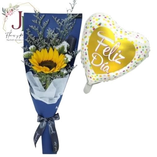 GIRASOL ARREGLADO Y GLOBO"