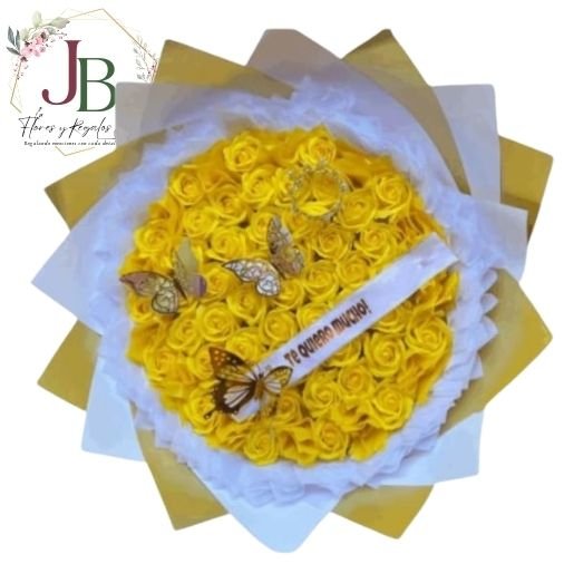 BOUQUET DE 100 ROSAS AMARILLAS ETERNAS"