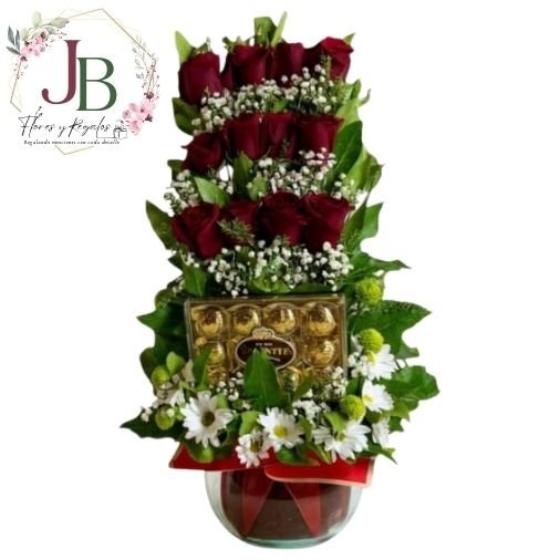 ARREGLO PECERA FRONTAL 12 ROSAS