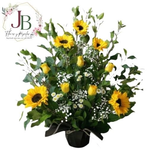 ARREGLO DE 5 ROSAS Y 5 GIRASOLES