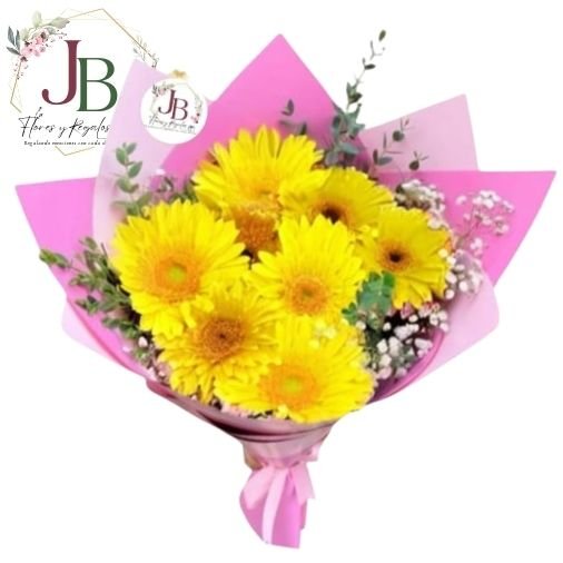 RAMOSYFLORES.JBFLORESYREGALOS (4) RAMO DE 10 GERBERAS AMARILLAS"