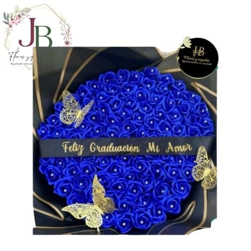 RAMO BUCHON  DE 150 ROSAS AZULES"