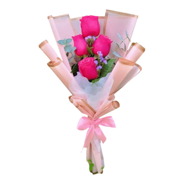 RAMO DE 4 ROSAS Y FOLLAJE