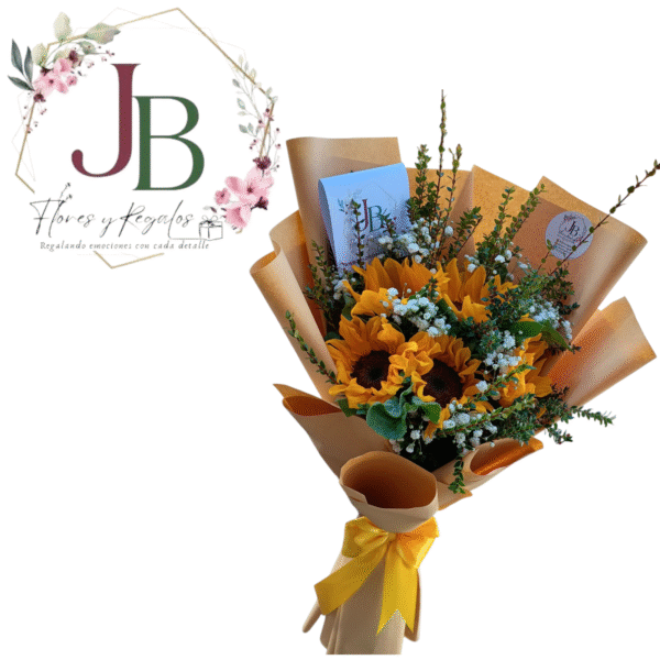 RAMO DE 6 GIRASOLES E ILUMINACION