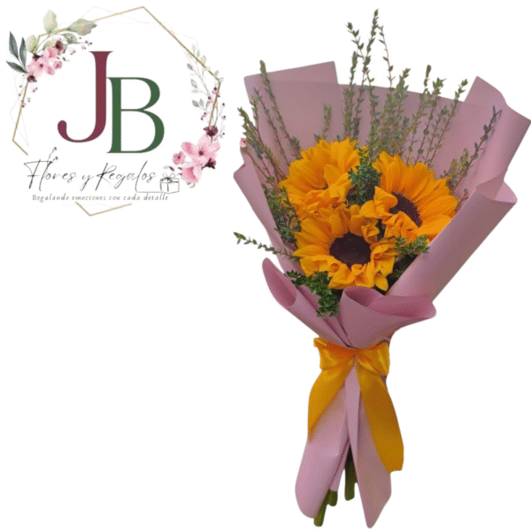 RAMO DE 3 GIRASOLES CON FOLLAJE