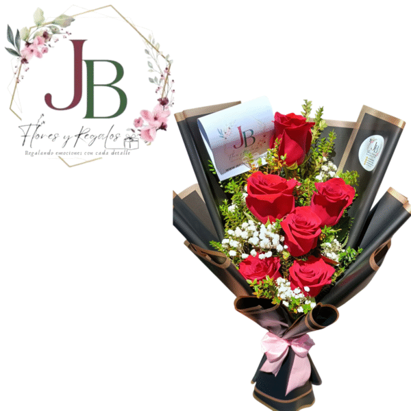 RAMO 6 ROSAS Y FOLLAJE