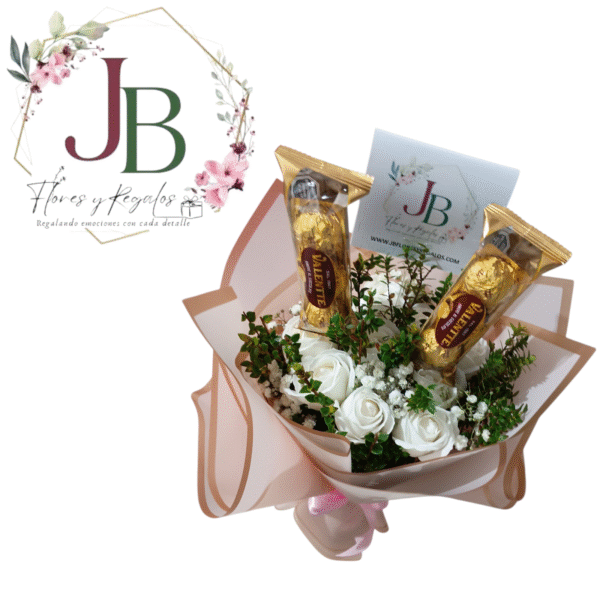 RAMO 10 ROSAS ETERNAS DE JABON Y FOLLAJE NATURAL