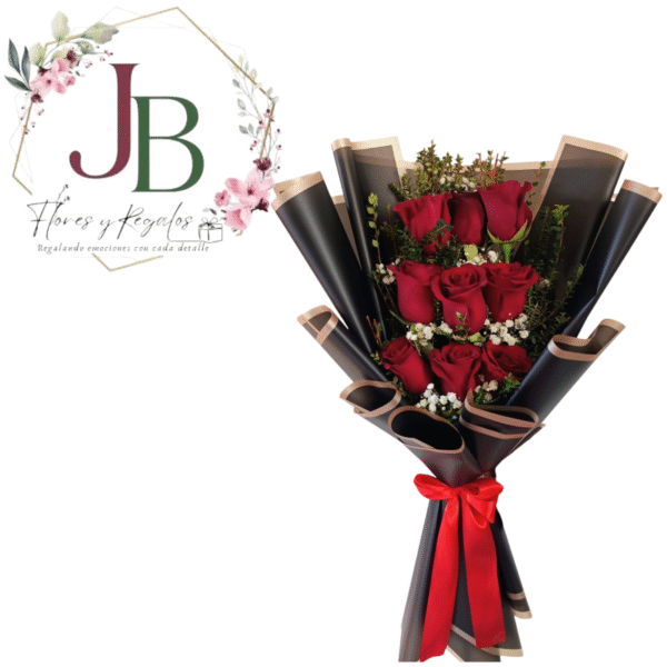 HERMOSO RAMO DE 9 ROSAS ALARGADO