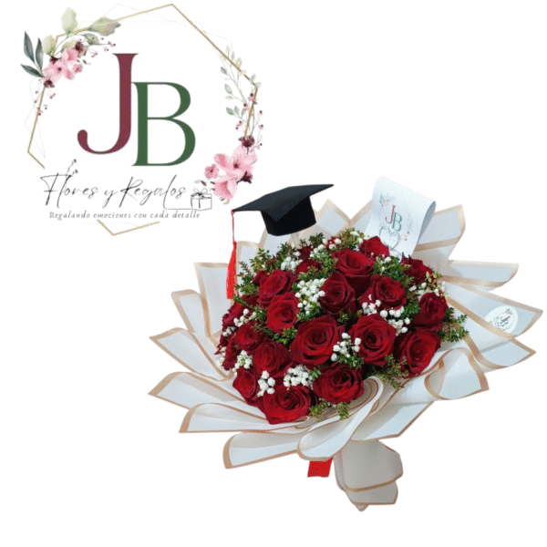 FANTASTICO RAMO DE 30 ROSAS Y BIRRETE