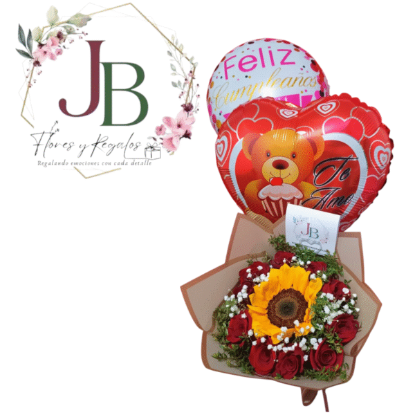 RAMO DE ROSAS Y GIRASOLES