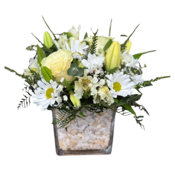 CUBO CENTRO DE MESA MIX DE FLORES