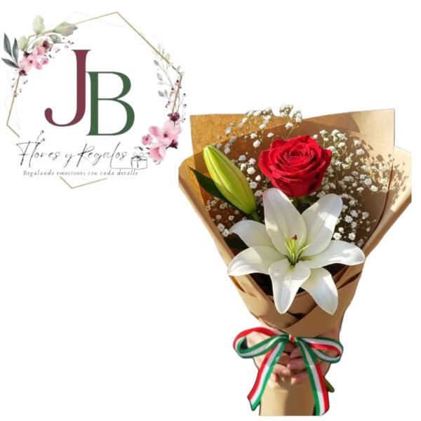 HERMOSO RAMO DE ROSA Y LILIUM