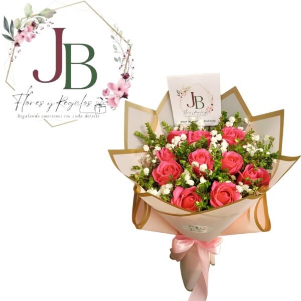 RAMO 10 ROSAS ETERNAS Y FOLLAJE NARURAL