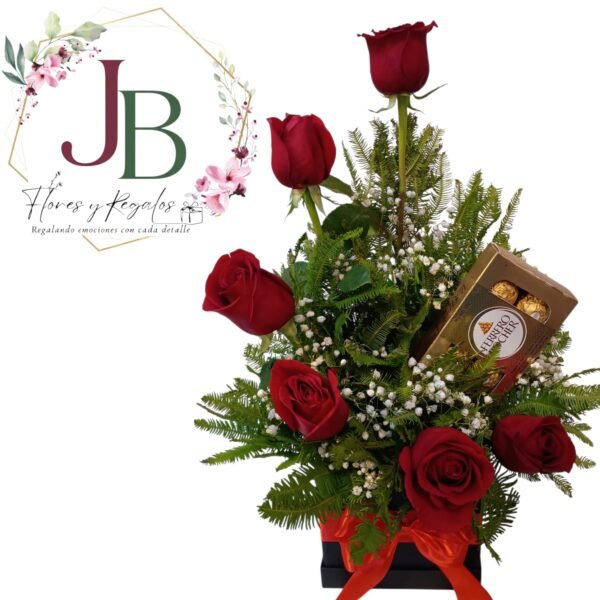 Box de Rosas y Chocolates Ferrero