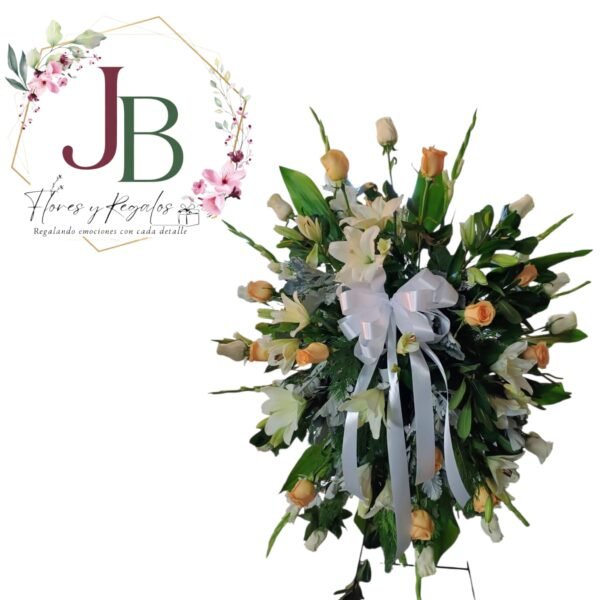 Ovalo Funebre de Rosas y Lilium