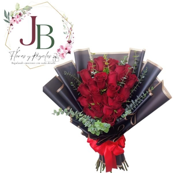 ELEGANTE RAMO DE ROSAS Y EUCALIPTO