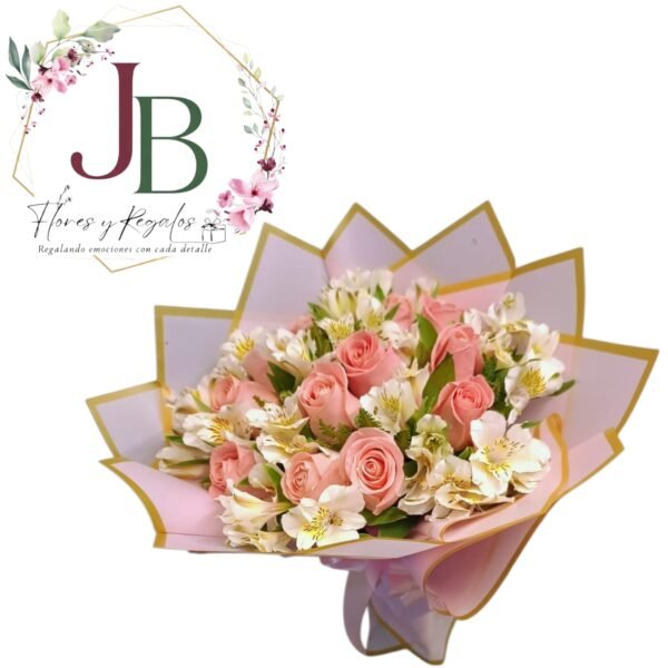 RAMO DE 12 ROSAS Y ASTROMELIAS